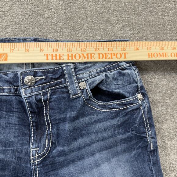 Miss Me Womens Bootcut Jeans MP8705B Embroidered Flap Style Pockets 31 Colorful - Picture 14 of 14